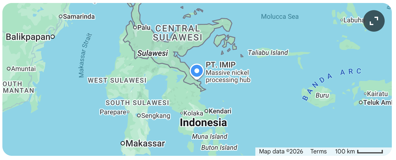 インドネシア・中スラウェシ州に位置するモロワリ工業団地（IMIP）